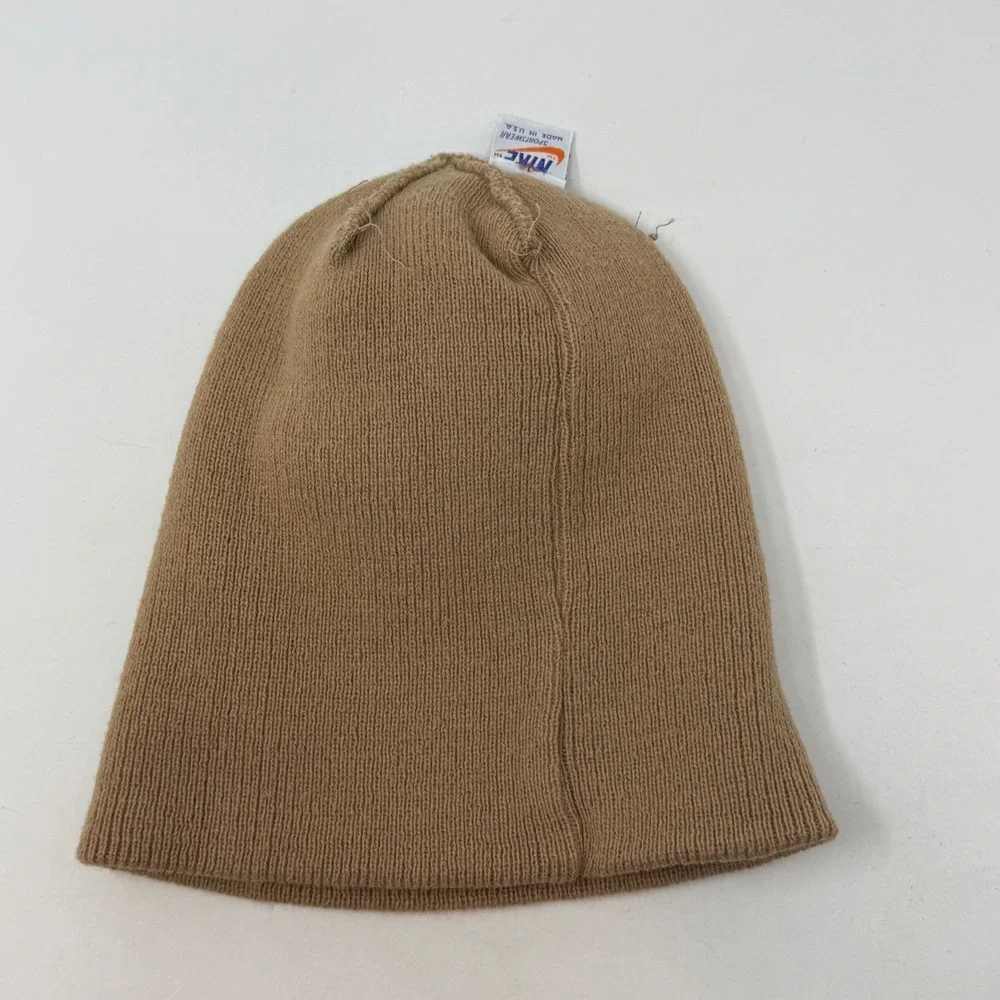 Vintage 80's Nike Sportswear Beanie Brown‎ Tan Orange Knit Hat Made in USA